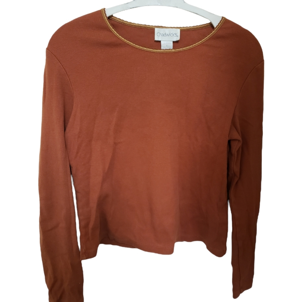 FALL BASIC | Long Sleeve Pumpkin Colored Top L